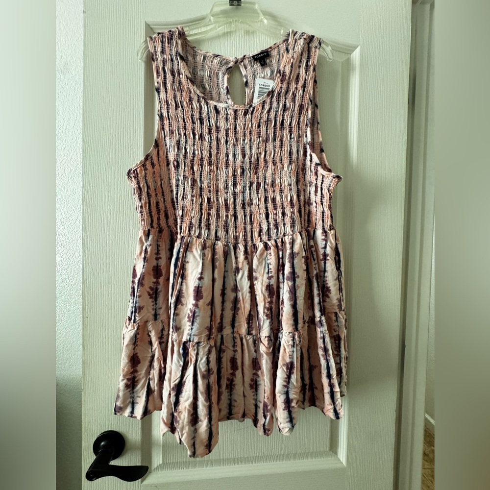 NWT Torrid Sleeveless Pink and Blue Tunic Top - Picture 2 of 7
